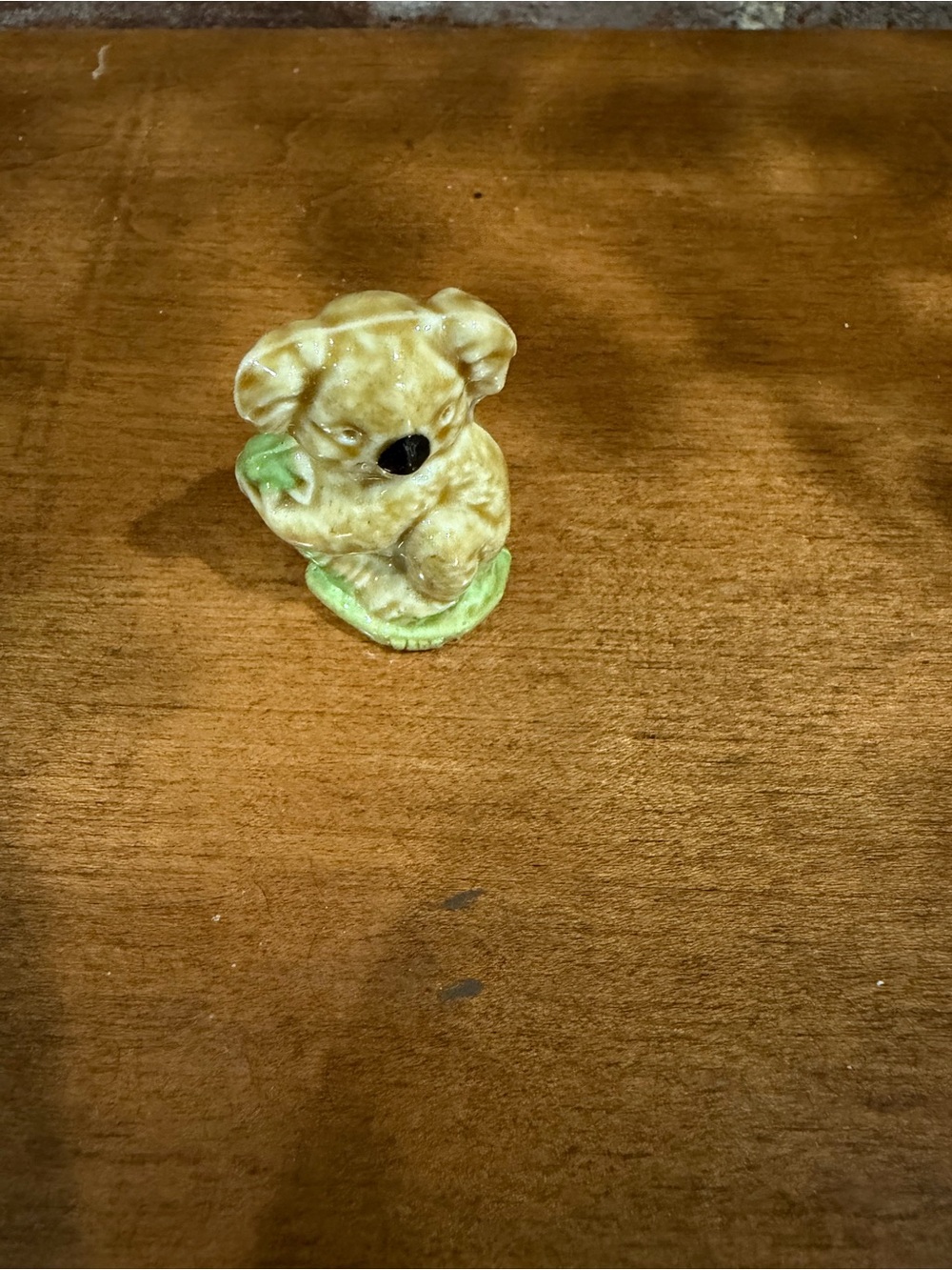 Vintage Wade Red Tea whimsie Koala Figurine with Green Leaf Accent